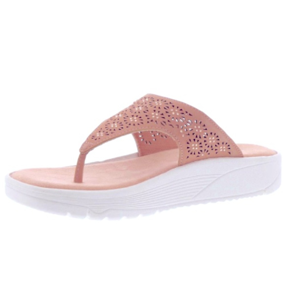 PINK EASY SPIRIT RHEE THONG SANDALS PERFORATED VAMP